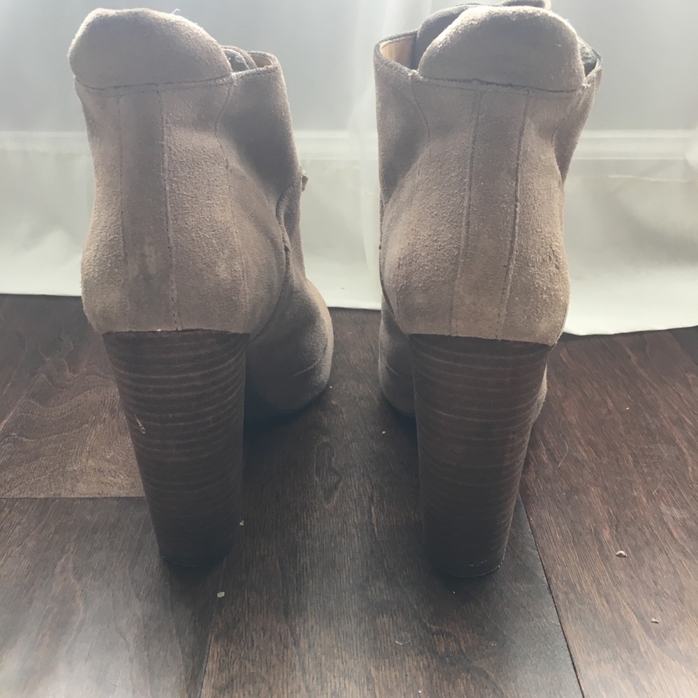 Nine West Check It lace up ankle booties in Taupe